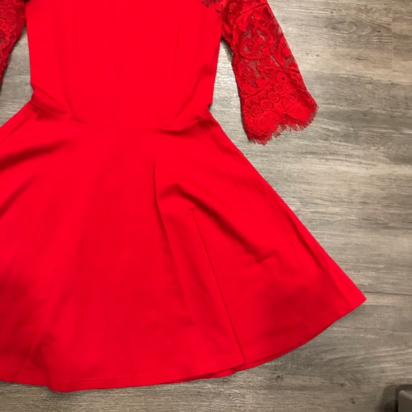 BB Dakota Yale Red Lace Fit and Flare Dress Small - Picture 7 of 8